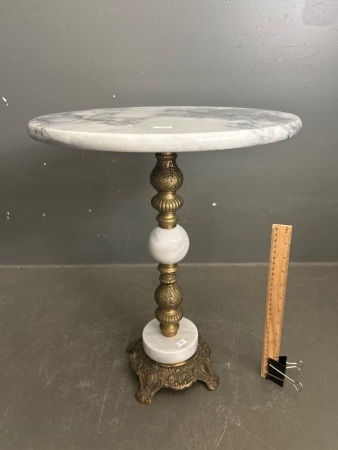 Vintage Marble and Brass Side Table 