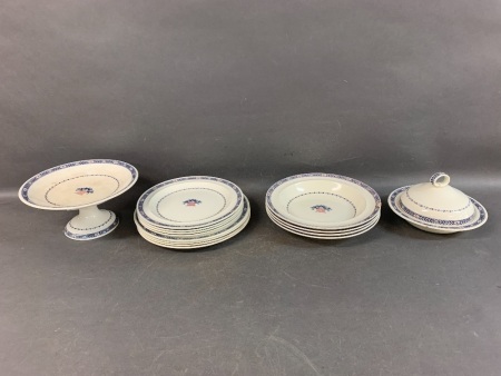 Collection of Antique Wedgwood 'Boston' Tableware inc. Tureen, Comport & 3 x 4 (12) Plates