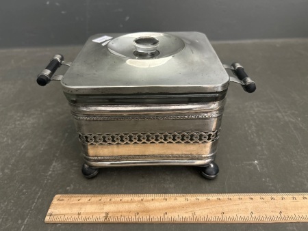 Silver and Crystal Butter Dish - C1950s