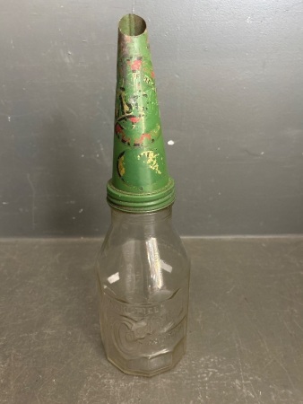 Quart Glass Oil Bottle Wakefield Castrol Embossed Original