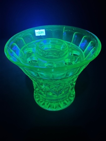 Uranium Glass Vase with Frog