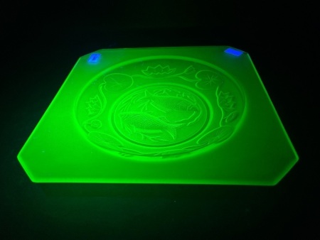 Uranium Glass Fish Pattern Platter