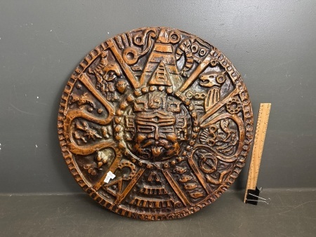 Mayan Round Copper Wall Hanging