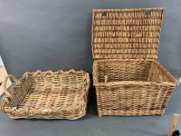 Wicker Creel/Picnic Basket + Large Tray - 2