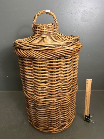 Large Cane Storage Basket with Lid