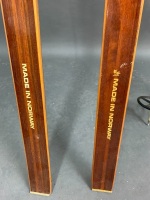 Pair of Vintage Timber & Bamboo Norwegian Snow Skis & Poles - 2