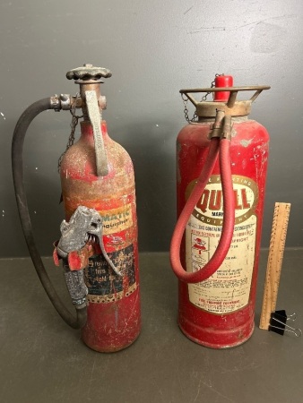 2x Vintage Fire Extinguishers