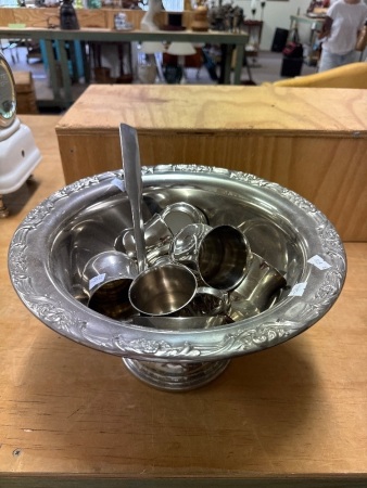 Silver Plated Punch Bowl Set