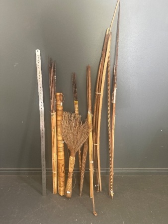 Large Lot of Papua New Guinea Wooden Spears and Hunting Tools