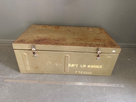 Large Metal Army Storage Trunk