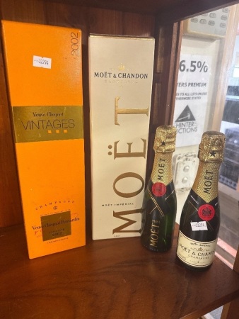 Lot of Moet and Veuve Clicquot Champagne 