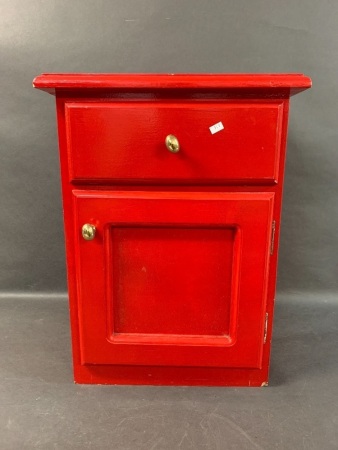 1 Door, 1 Drawer Bedside Cabinet in Red