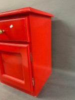 1 Door, 1 Drawer Bedside Cabinet in Red - 2