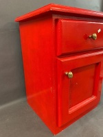 1 Door, 1 Drawer Bedside Cabinet in Red - 3