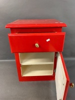 1 Door, 1 Drawer Bedside Cabinet in Red - 4