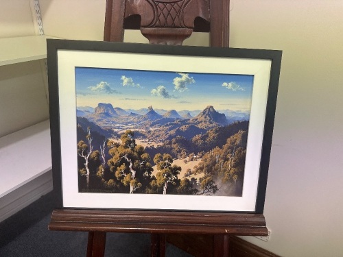 Original Olga Gamer-Morris Oil on Board Bright Morning Glass House Mountains