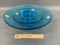 Large Mid-Century Turquoise Glass Float Bowl with Frog