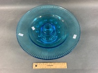 Large Mid-Century Turquoise Glass Float Bowl with Frog - 2