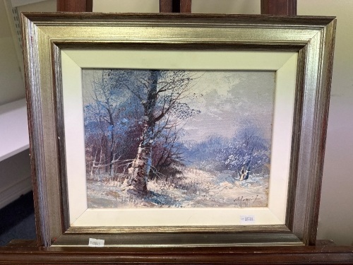 Winter Time Oil on Board signed bottom right
