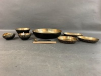 7 Thai Bronze Serving Dishes + Serving Spoon - 3