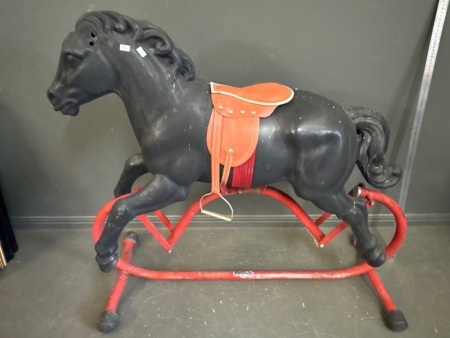 Vintage Cyclops Black Plastic Rocking Horse
