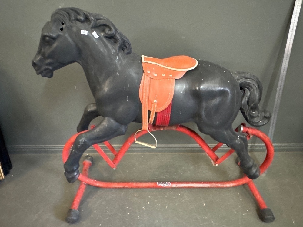 Vintage Cyclops Black Plastic Rocking Horse