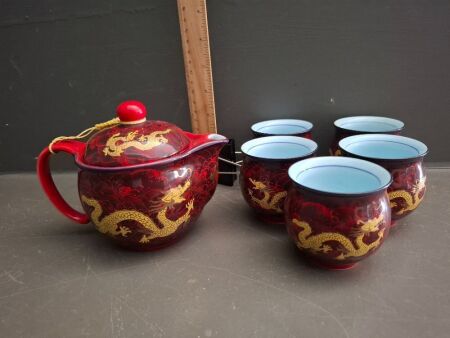 Porcelain Fine Bone China Asian Tea Set with Dragon&nbsp;