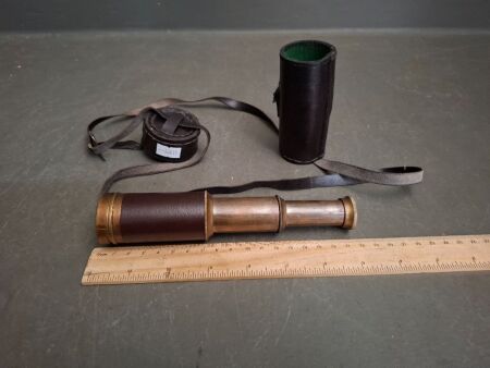 Antique Ross London 1913 Brass Spyglass - Includes Case