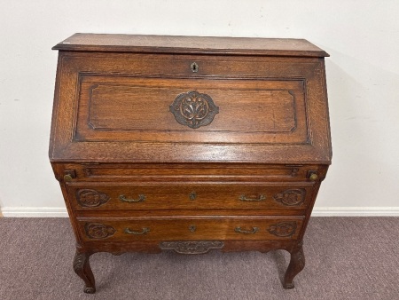 Vintage Oak Front Drop Office Desk