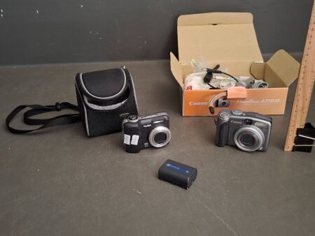 Mixed Camera Lot - Includes 1x Kodak HD 5X Camera - 1x Canon PowerShot A710 Camera